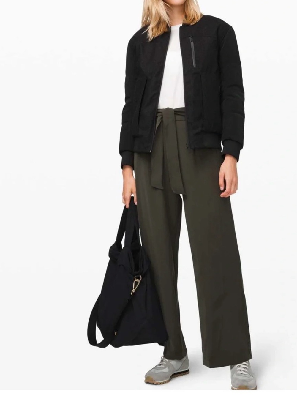 Lululemon Noir Wide Leg Pant Travel Woven Fabric Dark Olive Size 8